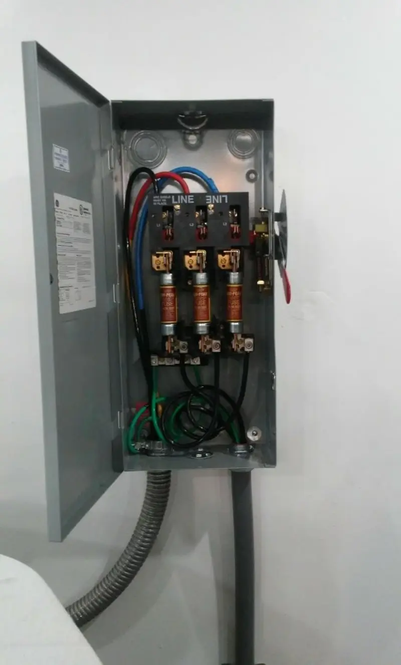 Three-phase disconnect switch installed for Smoke Detector Installation in Irvine